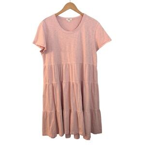 Dylan Pink Tiered T-Shirt Dress Womens XL Slub Cotton Short Sleeve Crew Neck